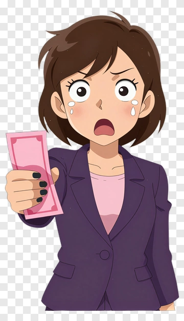 Surprised Businesswoman Holding Pink Money PNG