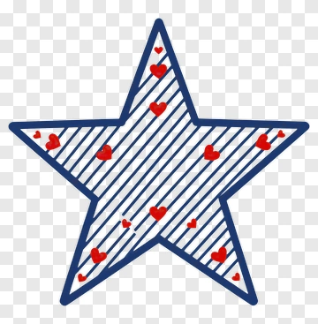 Blue Star With Red Hearts PNG