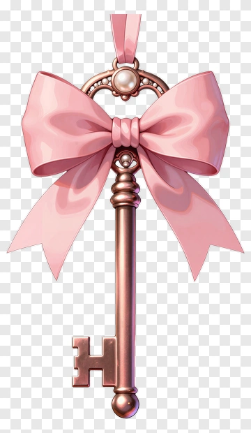 Pink Bow Key Ornament PNG