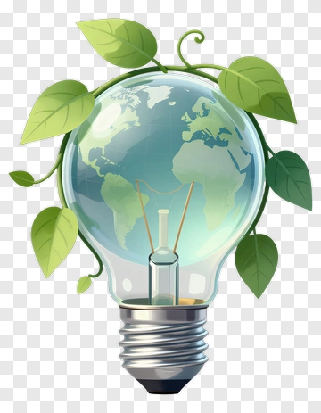 Light Bulb With Earth And Green Leaves PNG