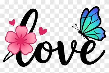 Love With Butterfly And Flower PNG
