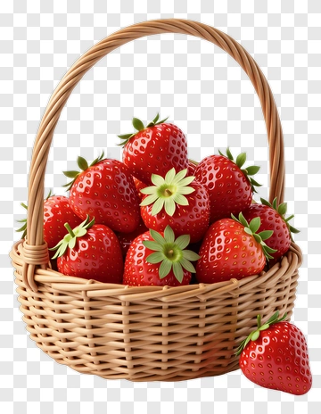 Strawberries In A Wicker Basket PNG