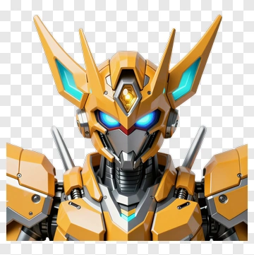 Yellow Mecha Robot Head PNG