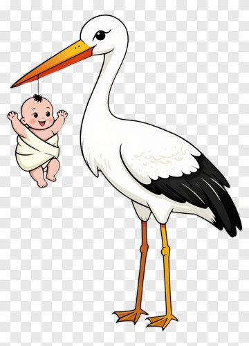 Stork Holding Baby PNG
