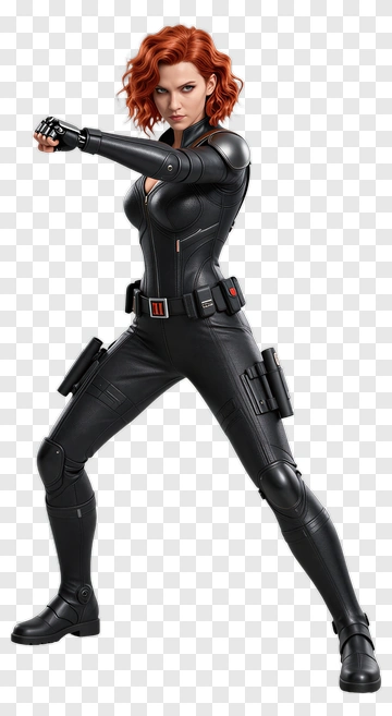 Black Widow In Combat Stance PNG
