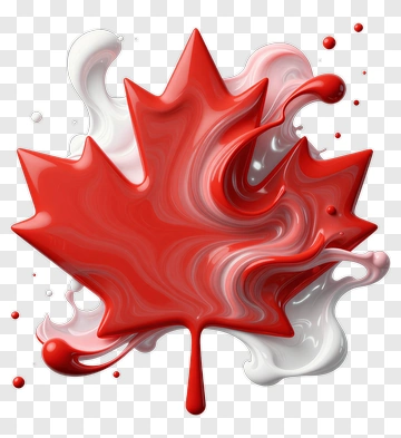 Red And White Maple Leaf Paint Splash PNG