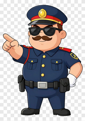 Cartoon Police Officer Pointing PNG