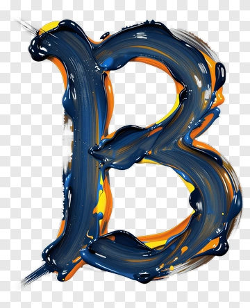 Letter B With Blue And Orange Paint Effect PNG