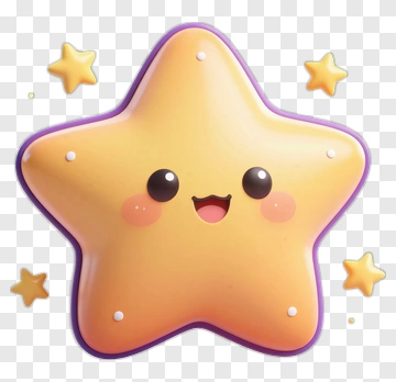 Yellow Star Character With Purple Outline PNG