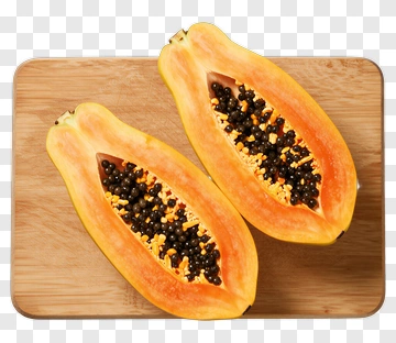 Sliced Papaya On Wooden Board PNG