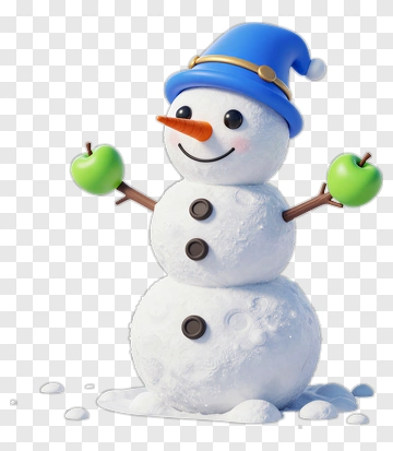 Snowman Holding Green Apples PNG
