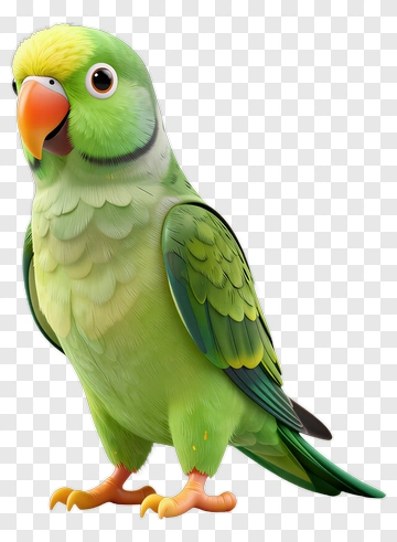 Green Parrot With Orange Beak PNG