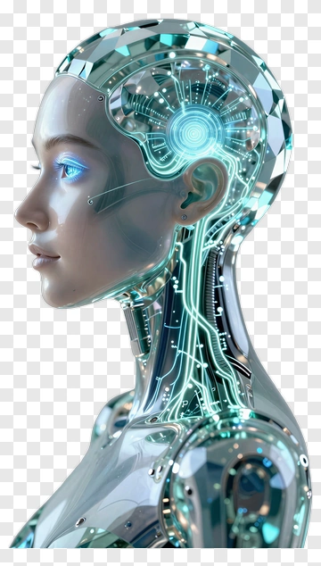 Humanoid Robot With Glowing Neural Network PNG