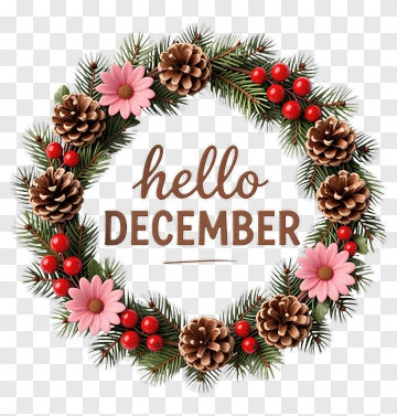 Hello December Wreath PNG
