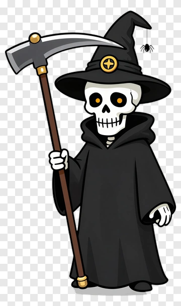 Cartoon Death In Witch Hat PNG