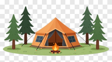 Camping Tent With Campfire PNG