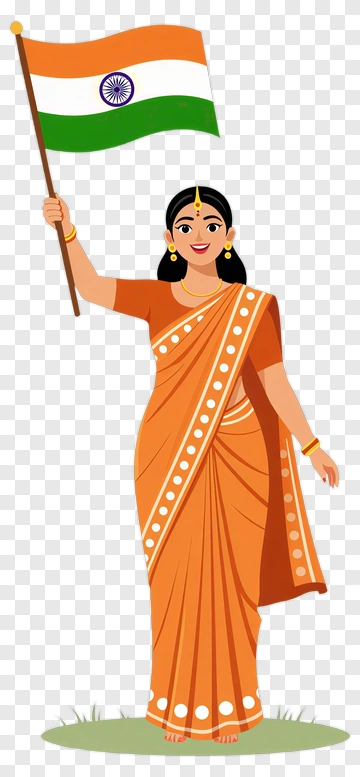 Woman Holding Indian Flag PNG