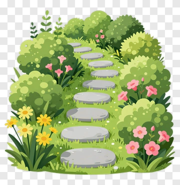 Stone Path Through Garden PNG