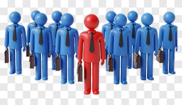 Red Figure Standing Out From Blue Group PNG