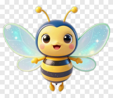 Cute Cartoon Bee With Sparkling Wings PNG
