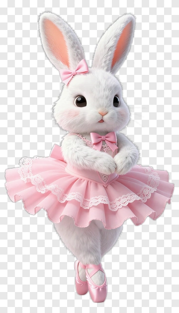 Cute Rabbit Ballerina In Pink Dress PNG