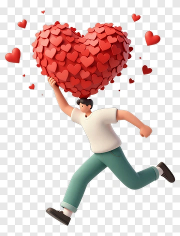 Man Carrying Large Heart PNG