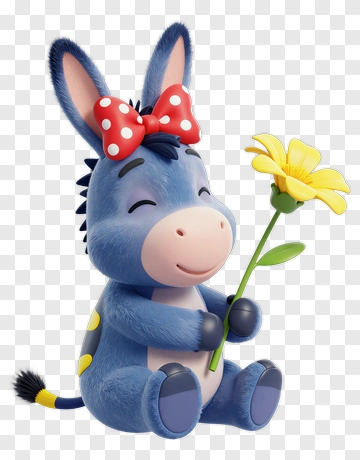 Cute Donkey Holding A Sunflower PNG