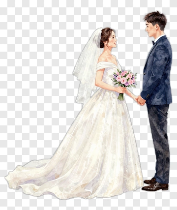 Bride And Groom Holding Hands PNG