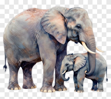 Mother And Baby Elephant PNG