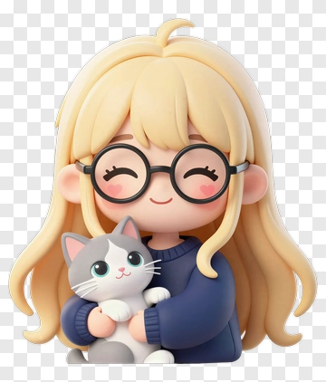 Girl With Glasses Holding A Cat PNG