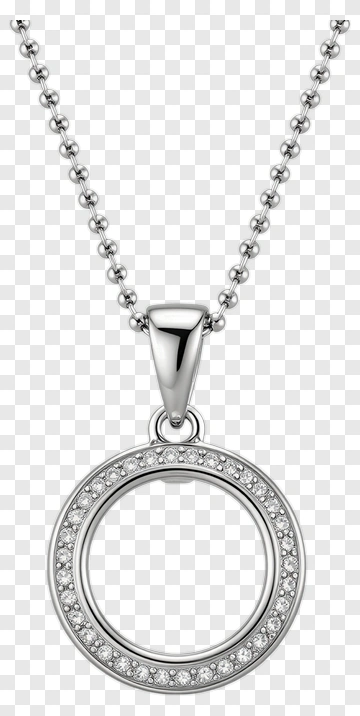 Silver Diamond Ring Pendant Necklace PNG