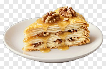 Delicious Crepe Cake With Walnuts And Honey PNG
