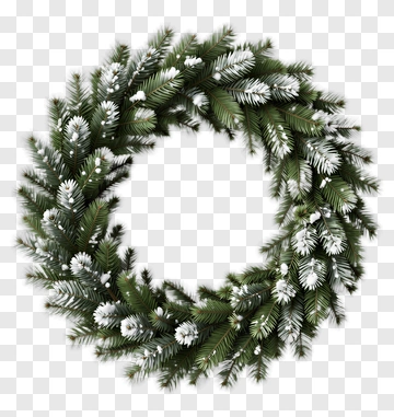 Christmas Wreath With Pine And Snow PNG