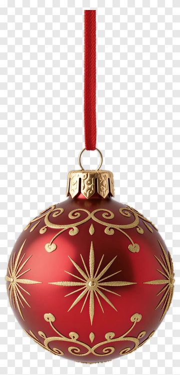 Red Christmas Ornament With Gold Patterns PNG