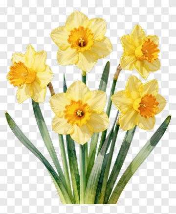Yellow Daffodil Bouquet PNG
