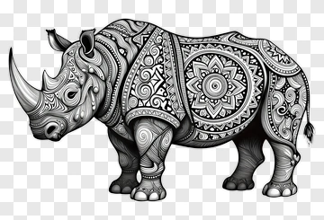 Rhinoceros With Intricate Patterns PNG