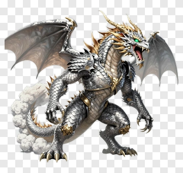 Silver And Gold Dragon PNG