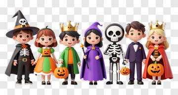 Children In Halloween Costumes PNG