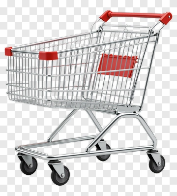 Shopping Cart With Red Handle PNG