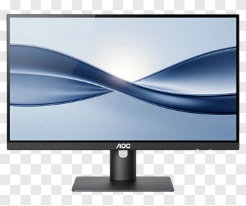 AOC Monitor With Blue Abstract Display PNG