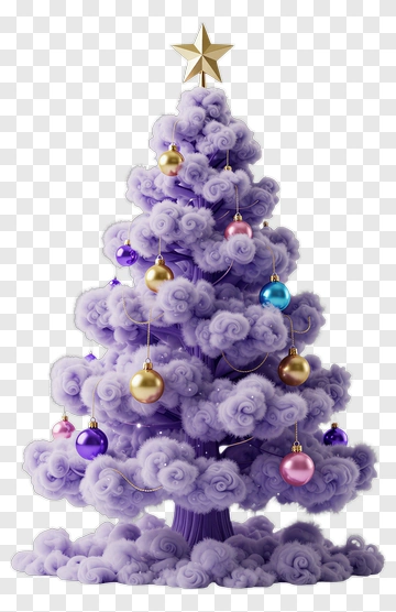 Purple Christmas Tree With Gold Star PNG