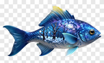 Fish With Galaxy And Forest Interior PNG