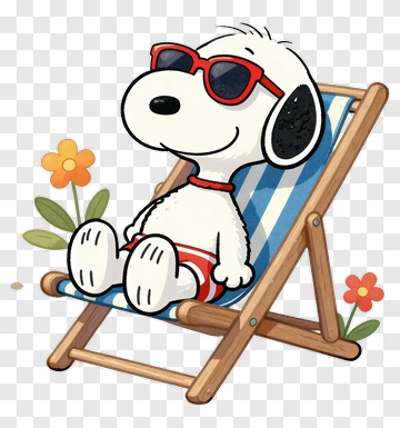 Snoopy Relaxing On Beach Chair PNG