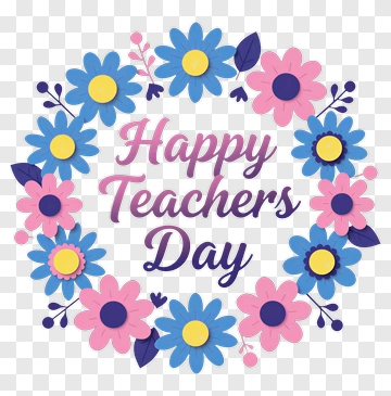 Happy Teachers Day Flower Wreath PNG
