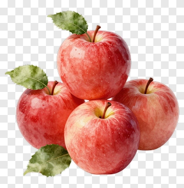 Fresh Red Apples With Green Leaves PNG