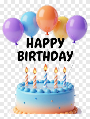 Happy Birthday Cake With Balloons PNG