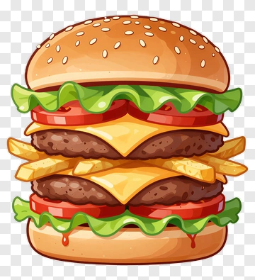 Delicious Hamburger With Fries PNG