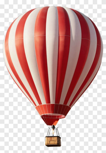 Red And White Hot Air Balloon In Flight PNG