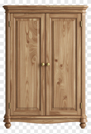 Classic Wooden Cabinet With Gold Knobs PNG