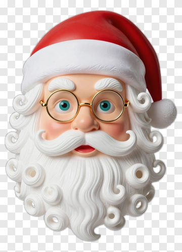 Santa Claus With Glasses And Red Hat PNG